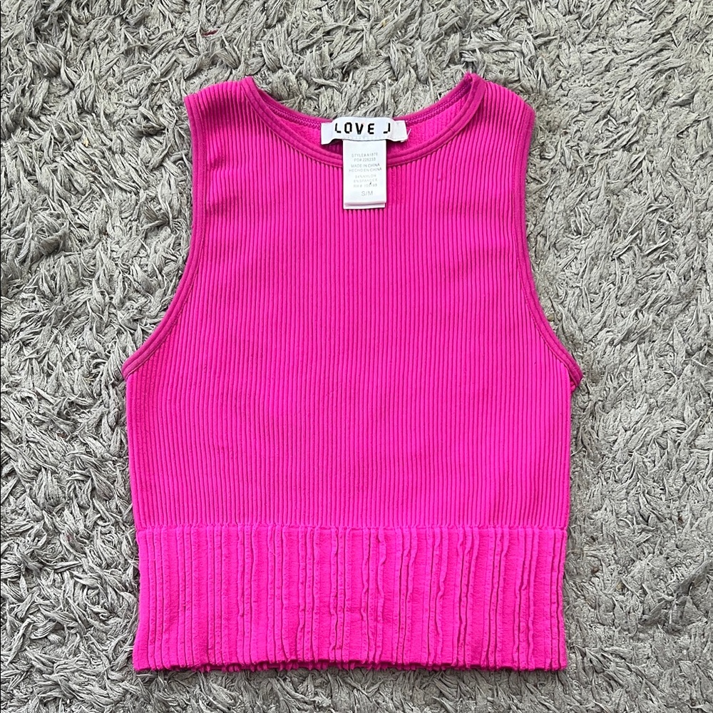 Love J Fuchsia Ribbed Sleeveless Top